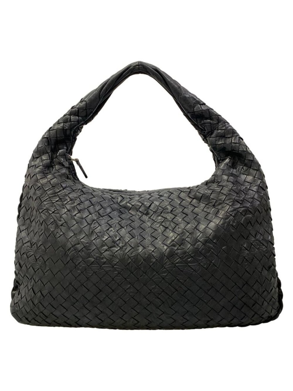 Bottega Veneta Handbag Intrecciato Black Embossed Leather